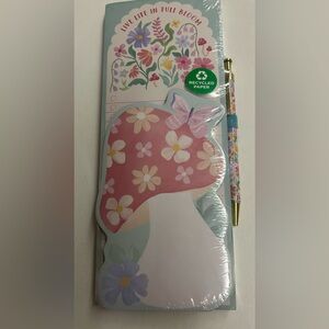 New Notepad Set 2 Pads "Live Life in Full Bloom" Mushroom Pen Magnet Clementine